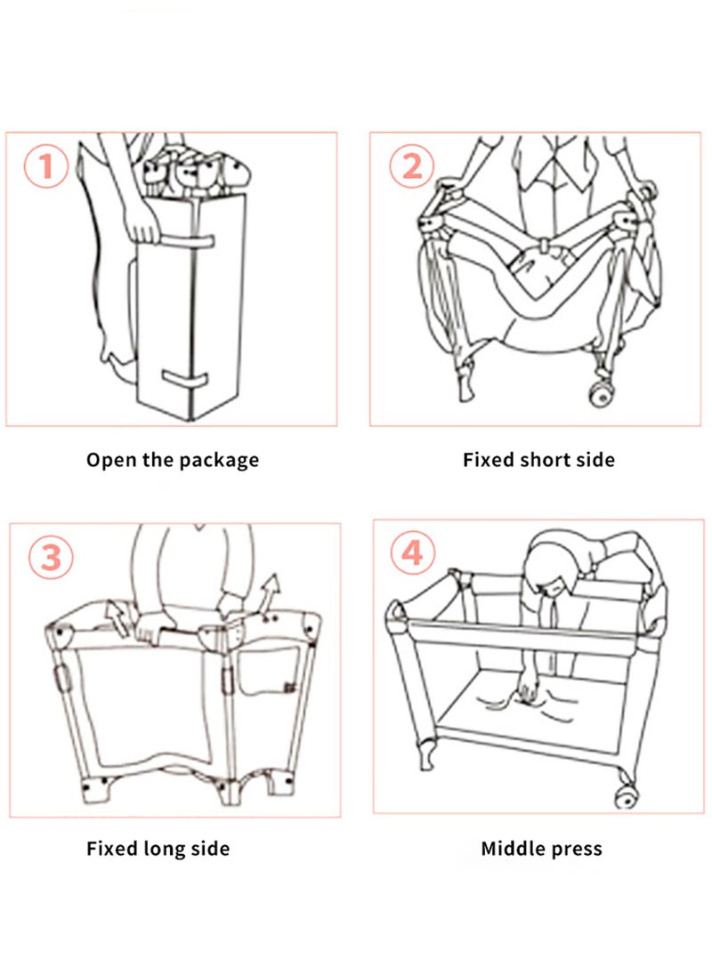 MaBaby Portable Baby Nursery Center Baby Playard Foldable Baby Crib with Changing Table 100*70*74CM  - Image 3