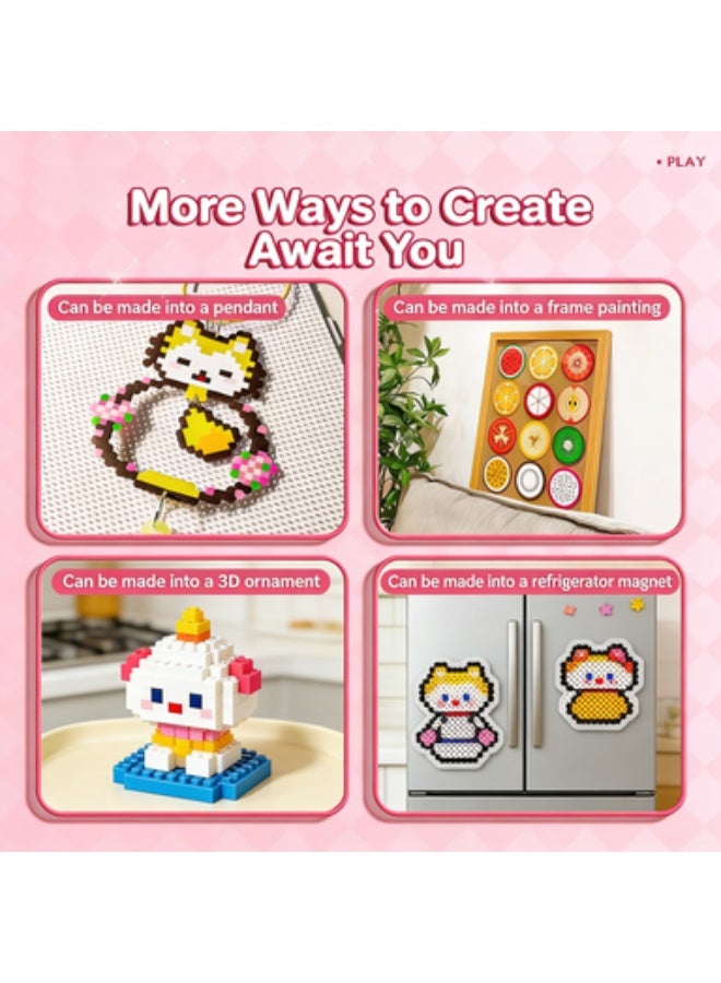 26,000 Mini Iron-On Bead Set 2.6mm, 48 Colours Complimentary DIY Jewellery Tools Included Iron-On Beads Fusible Beads Iron-On Decals Handcrafted Beads Boxed Set - Image 4