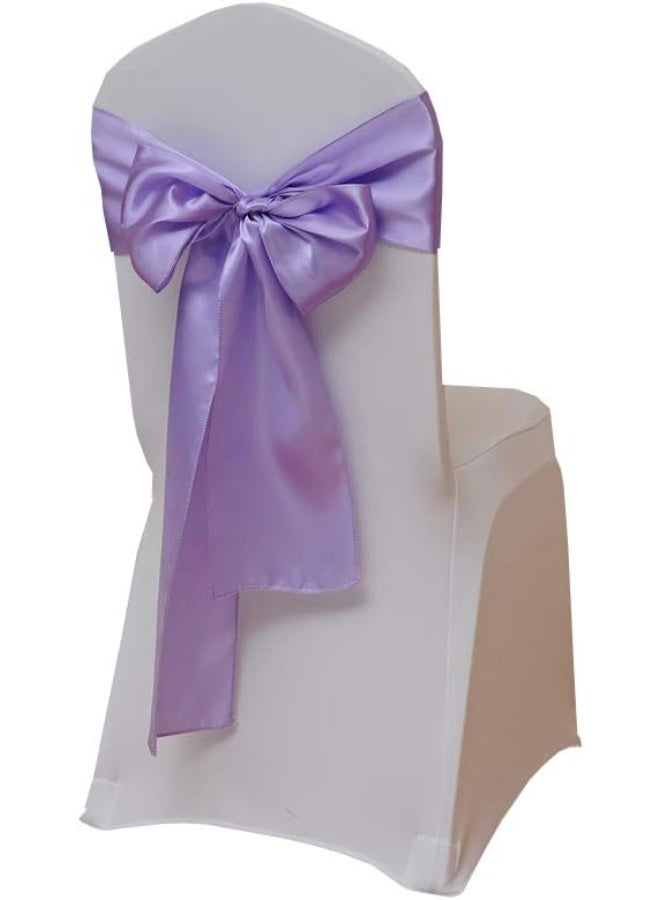 Fvstar 25pcs Decorative Wedding Chair Sashes Bows Satin Chair Ribbons Ties for Trade Shows Christmas Events Baby Shower Birthday Party Lavender - Image 2