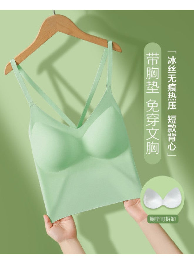 Red Bean Women'S Padded Cami Top Short Cross Back Vest Lining Sleeveless Shirt Rayon - Image 1