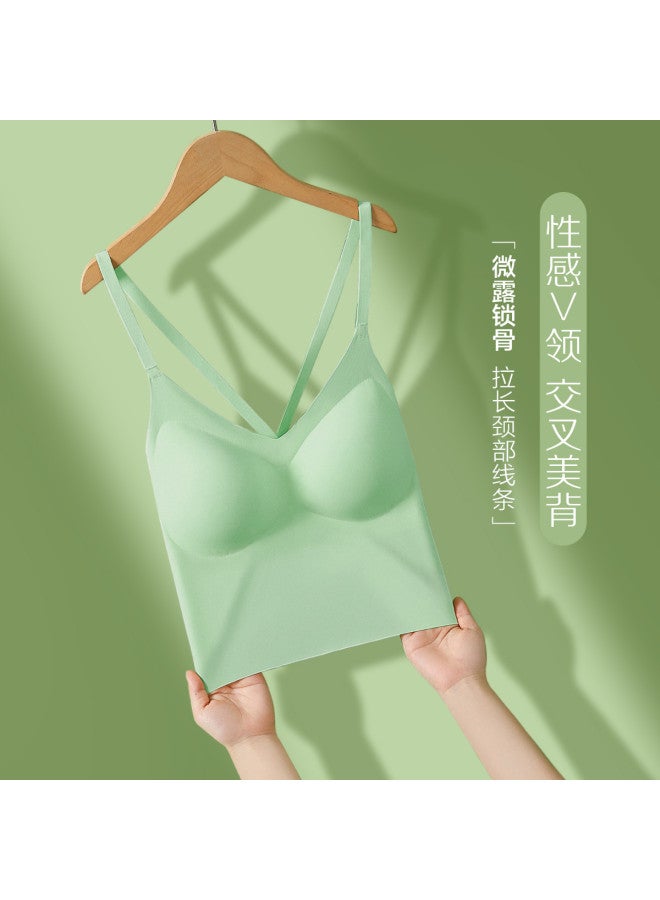 Red Bean Women'S Padded Cami Top Short Cross Back Vest Lining Sleeveless Shirt Rayon - Image 2