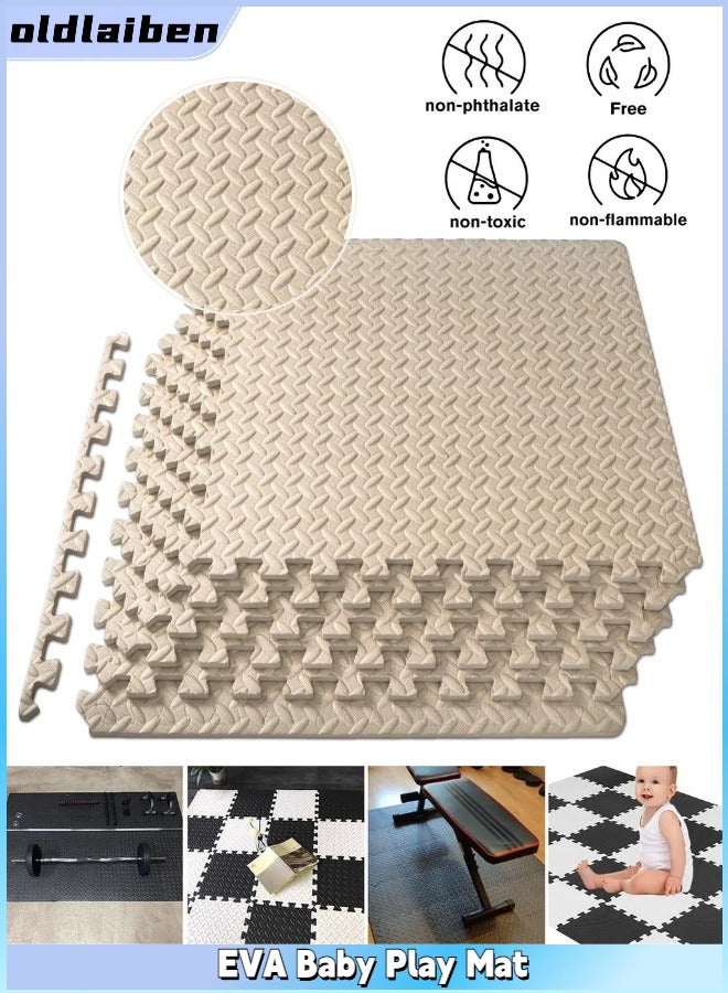 oldlaiben Baby Play Mat, Soft EVA Playmat & Crawling Mats, Interlocking Puzzle Foam Floor Mats, BPA Free, For Infants, Babies,Toddlers, For Kids Room, Home Parlor, Bedroom（Beige） - Image 1