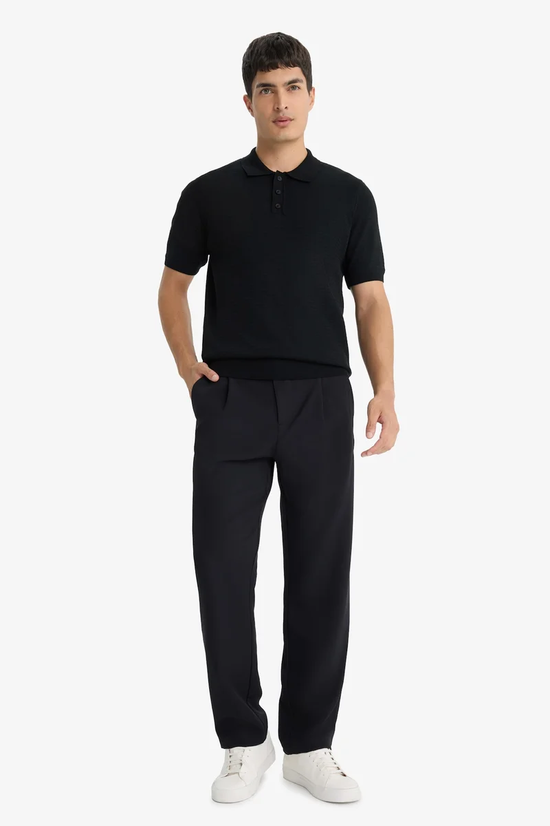 Defacto  Standard Fit Polo Neck Knit Short Sleeve T-Shirt for Men | Best Price UAE