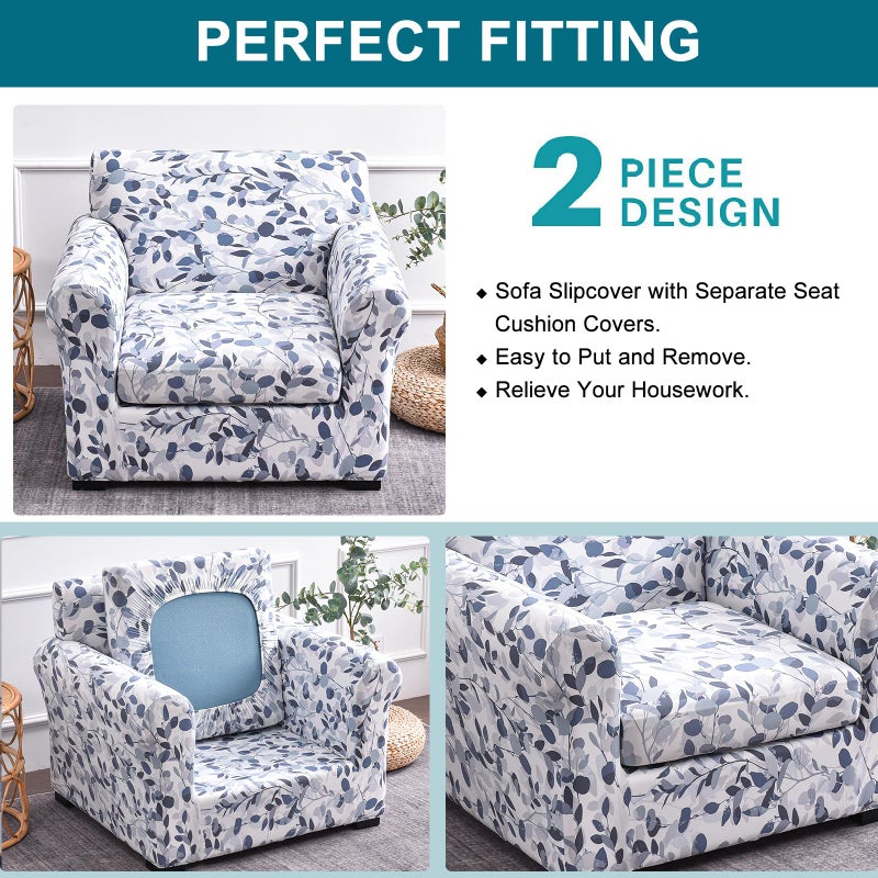 KRFOONN 2 Piece Chair Covers Printed Sofa Covers Couch Covers Washable Armchair Sofa Couch Slipcover Furniture Protector with Elastic Bottom for Living Room (Armchair, 15), Small - Image 2