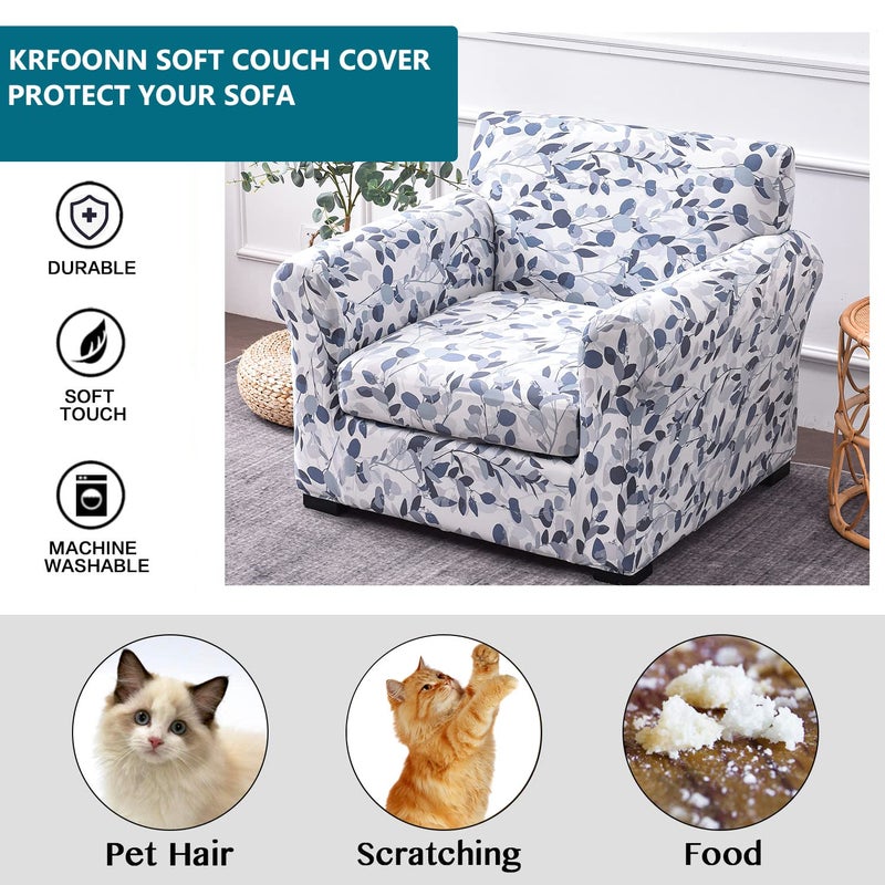 KRFOONN 2 Piece Chair Covers Printed Sofa Covers Couch Covers Washable Armchair Sofa Couch Slipcover Furniture Protector with Elastic Bottom for Living Room (Armchair, 15), Small - Image 4