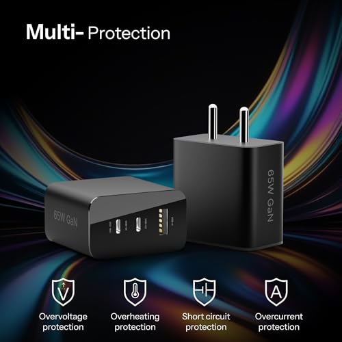 AILKIN 65W Gan Trio Charger Adapter,3 Port USB Type C to A Fast Wall Charging Compatible with Nothing CMF Phone 1/Nothing Phone 2/2a/2a Plus/3a/3a Plus/Tablet/Samsung Galaxy S24/S25 Series & More - Image 3