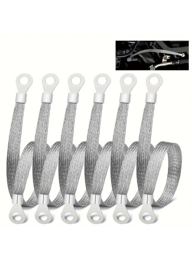 Golden Universal Car Braided Copper Ground Wire Kit 6pcs 12 Inch Engine Connection - Image 1