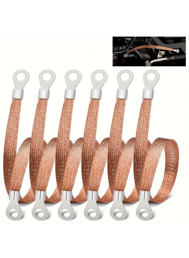 Golden Universal Car Braided Copper Ground Wire Kit 6pcs 12 Inch Engine Connection - Image 5