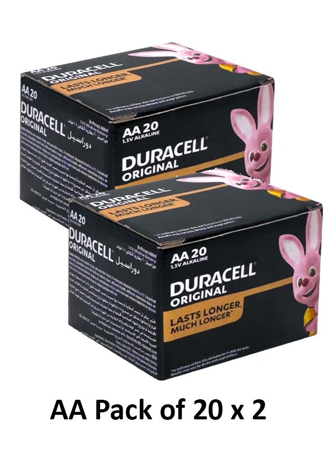 Duracell بطاريات AA 1.5V القلوية LR06 عبوة من 20 × 2 - 40 قطعة - Image 1