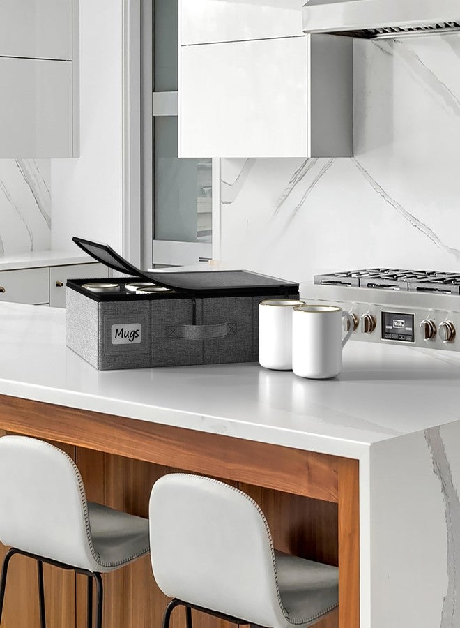 Sorbus Coffee Mug and Glass Organiser - Storage Mug Boxes for Shipping - Coffee Mug Organizer Mug Display Storage Case - Protective Hard Shell with Label Windows, Handles, & Dividers (Fits 12 Mugs) - Image 5