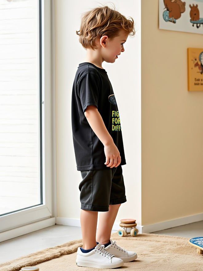 Take Two Take Two Kids 2pcs Black Printed T-Shirt and Shorts Sets  - Image 3