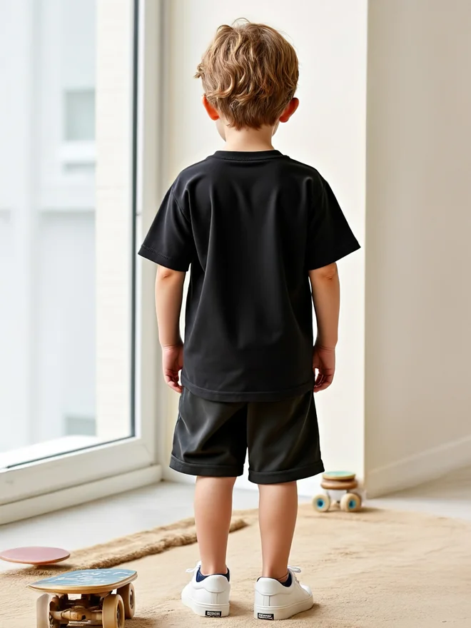 Take Two Take Two Kids 2pcs Black Printed T-Shirt and Shorts Sets