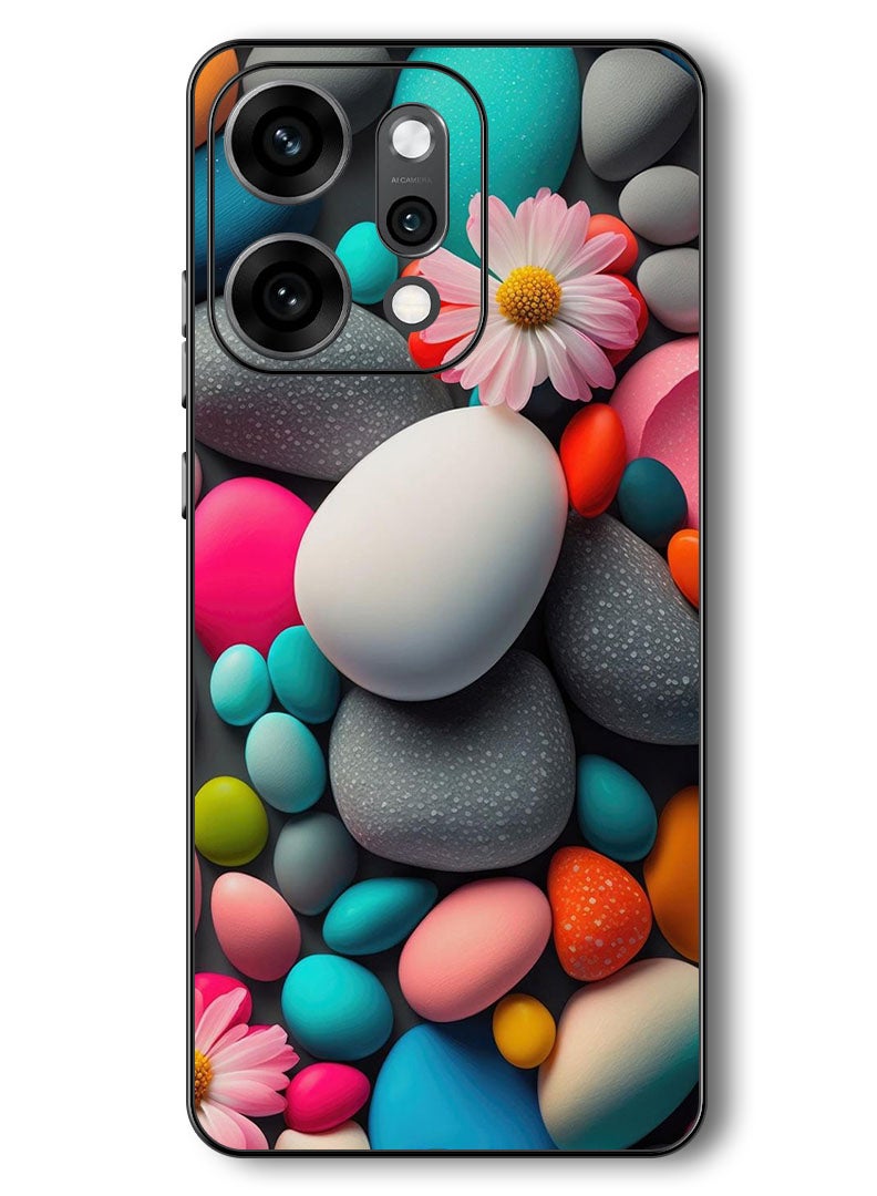 Theodor Case Compatible with Oppo Reno 14 Pro 6.83 Inch Protection Shockproof Bumper Cover Colourful Stones - Image 1
