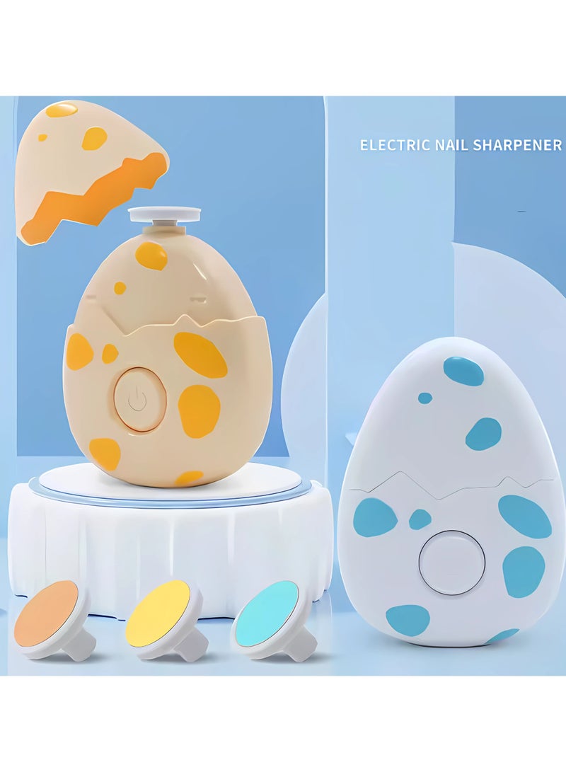 Twisoo Electric Baby Nail File Trimmer Kit – Ergonomic, Quiet Baby Nail File with 3 Safe Grinding Heads, Harmless Design for Infants’ Toenails & Fingernails Dinosaur Egg Shape (White) - Image 5