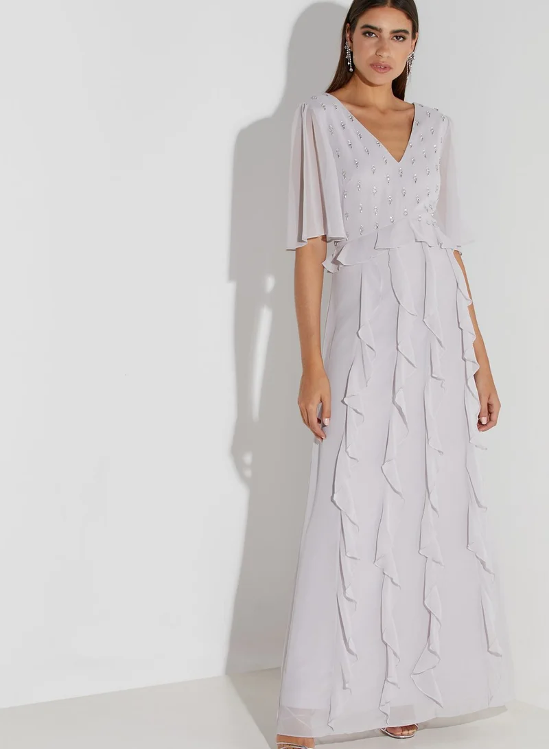 DOROTHY PERKINS Ruffle Trim Angel Sleeve Dress