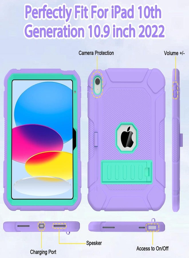 BMOUO جراب BMOUO لجهاز iPad الجيل العاشر 10.9 بوصة 2022، جراب iPad الجيل العاشر مع مسند وحامل قلم، جراب حماية متين مقاوم للصدمات لجهاز iPad الجيل العاشر، بنفسجي - Image 4