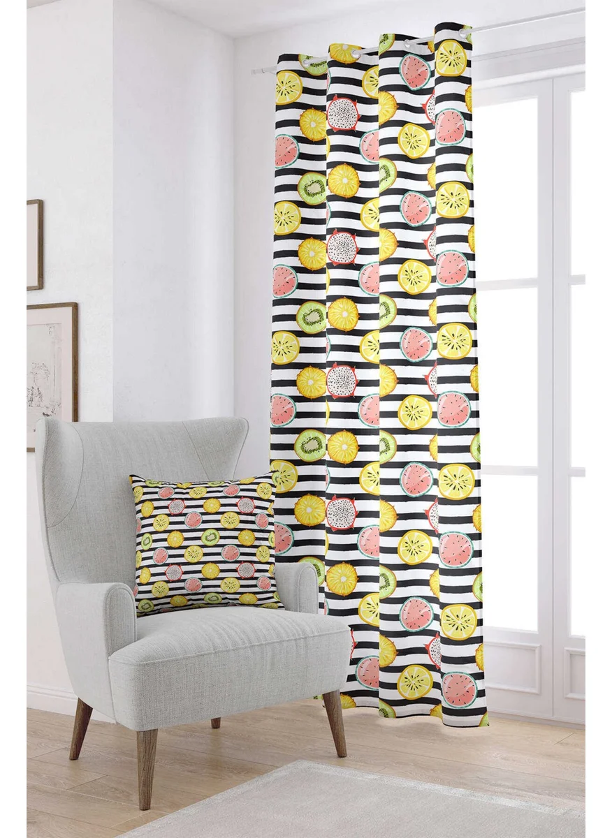 Cango Home White Yellow Fruit Patterned Digital Printed Curtain OYTYK934-PR