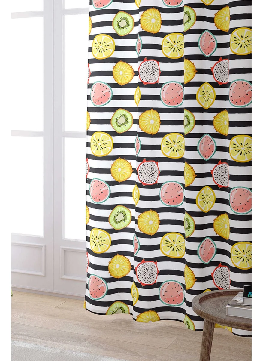 Cango Home White Yellow Fruit Patterned Digital Printed Curtain OYTYK934-PR