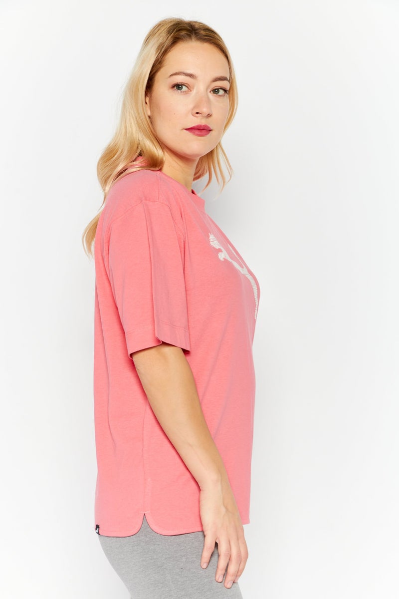 PUMA Women Relaxed Fit Short Sleeve Training Top, Pink  - Image 2