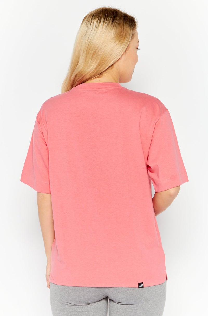 PUMA Women Relaxed Fit Short Sleeve Training Top, Pink  - Image 4