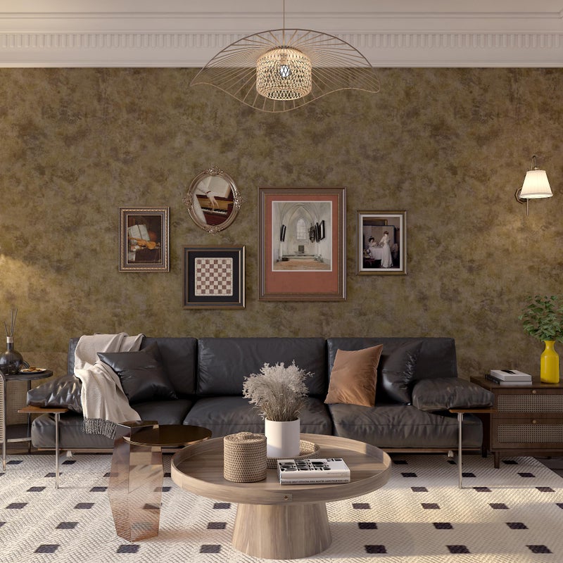 BAYYA Copper Wall Paper Peel and Stick Modern Removable Concrete Wallpaper Gold/Brown/Grey Industrial Wallpaper 16"x118" Rust Vintage Metallic Contact Paper for Bedroom Bathroom Living Room Wall - Image 3