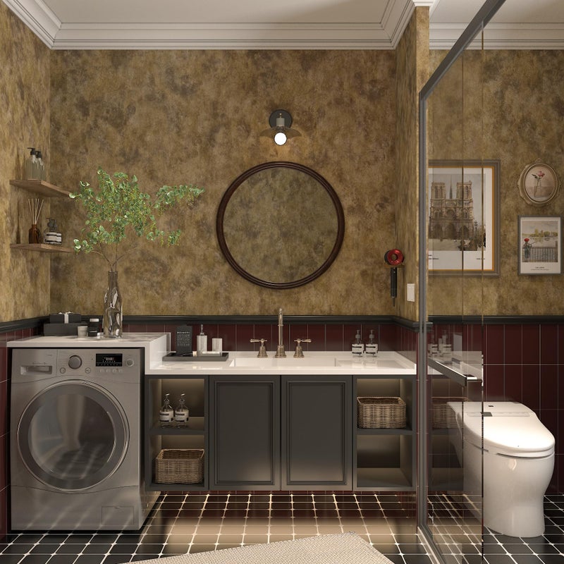 BAYYA Copper Wall Paper Peel and Stick Modern Removable Concrete Wallpaper Gold/Brown/Grey Industrial Wallpaper 16"x118" Rust Vintage Metallic Contact Paper for Bedroom Bathroom Living Room Wall - Image 2