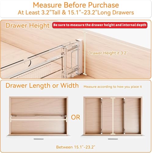Yieach 4 Pack 3.2 Inch Shallow Acrylic Drawer Dividers for Clothes,Expandable Deep Dresser Dividers From 15 to 21'',Adjustable Drawer Separators for Dresser,Nursery and Baby Clothing,Sock,Underwear - Image 4