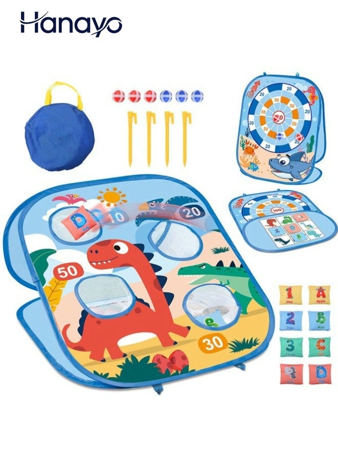 Hanayo 3-in-1 Darts Toys Bean Bag Toss Game Cornhole Toss Game Set Throwing Game Bean Bag Outdoor Games for Kids(Blue) - Image 1