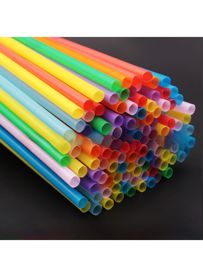 Disposable Straw Color Flat Straight Tube Beverage 6mm Children's Manual Diy Plastic Tube 100 12 Color-Color:8 Color Mixed Straight Tube 100/package-Specifications:0.6*26cm  - Image 2