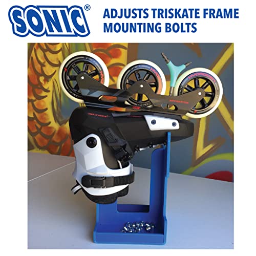SONIC Pro Inline Skate Tool + T, Long T25 Torx for Powerslide triskate frame mounting bolts, 7 Tools, Rotate wheels, Remove bearings, Designed in USA - Image 4