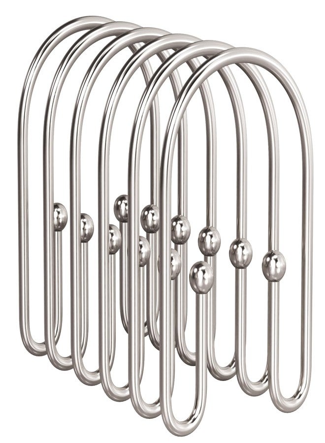 AmazerBath Shower Curtain Hooks, Nickel Shower Curtain Hooks Rust Proof, Non-Slip Simple Double Hook Shower Curtain Hooks for Shower Curtain, Sturdy Shower Curtain Rings, 12Pcs - Image 1