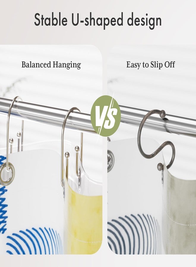 AmazerBath Shower Curtain Hooks, Nickel Shower Curtain Hooks Rust Proof, Non-Slip Simple Double Hook Shower Curtain Hooks for Shower Curtain, Sturdy Shower Curtain Rings, 12Pcs - Image 2