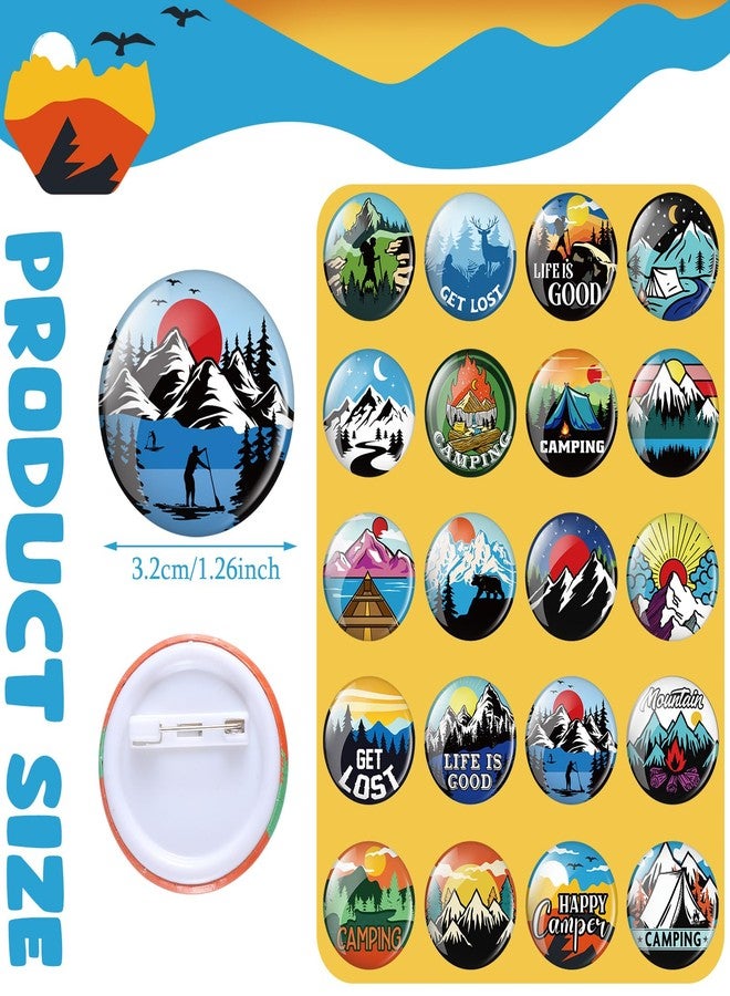 تونديامو مجموعة دبابيس تونديمو، 120 قطعة، بروش تخييم مرح للحقائب، بروش جبل عتيق، شارة صغيرة جمالية، دبابيس أزرار مستوحاة من الطبيعة لحقائب الظهر والقبعات والملابس، زينة حفلات، هدية - Image 2