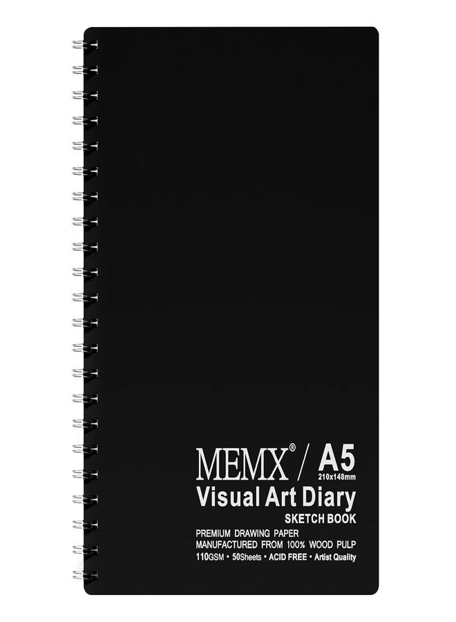MEMX Poly Cover Sketch Book, 5.5”X8.5” 100 Pages (110gsm), Spiral Bound Artist Sketch Pad Notebook, Durable Acid Free Drawing Paper for Drawing, Writing, Painting, Sketching or Doodling, White - Image 1