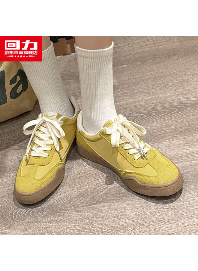 Warrior Official Men's Shoes Autumn Classic Retro Sneakers Fashion Youthful Casual Shoes Yellow Beige Size 38
