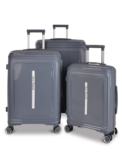 New Travel Luggage Set, Polypropylene (PP) Material, Trolley Travel Bag with Carry On Cabin and Checked In Sizes, Combination Lock and 4 Doubel Wheels, Lightweight, Size 20/24/28, PP03/3P