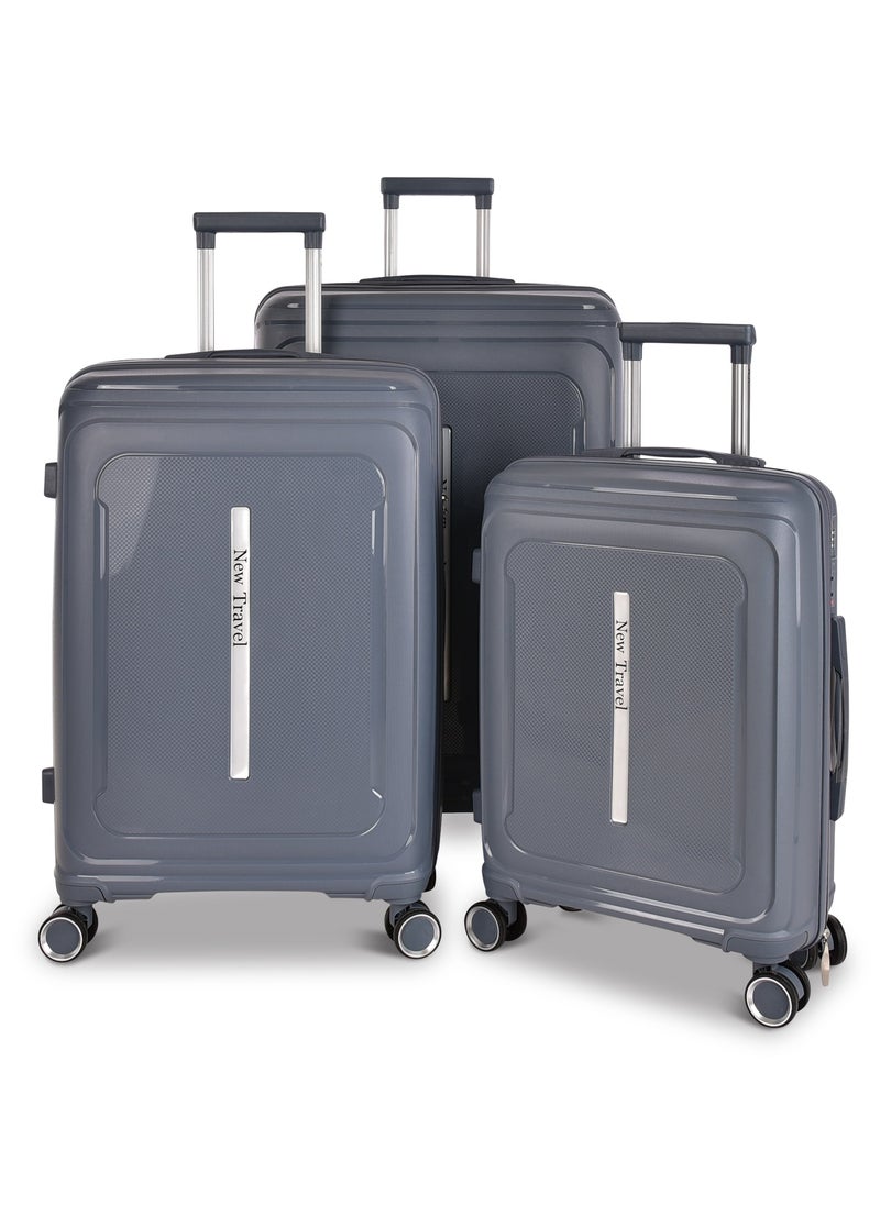 NEW TRAVEL - New Travel Luggage Set, Polypropylene (PP) Material, Trolley Travel Bag with Carry On Cabin and Checked In Sizes, Combination Lock and 4 Doubel Wheels, Lightweight, Size 20/24/28, PP03/3P - Image 1