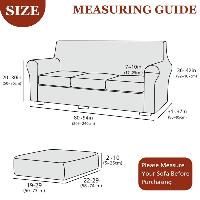 NICEEC Spandex Stretch 4 Pieces Sofa Covers Water Repellent Couch Covers for 3 Cushion Couch Sofa Pet Friendly Soft Sofa Slipcovers for Living Room Easy Fit Furniture Protector Washable(White) - Image 3