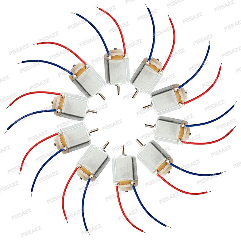 pgsa2z™ 10 pcs new 6v-9v standard dc motor toy motor dc 6v- 9v high speed with wire-Brown - Image 4