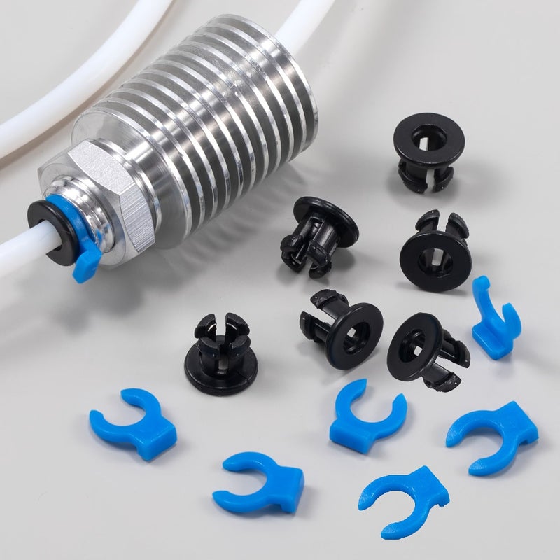 6 Sets Bowden Tube Connectors Plastic Bowden Chucks and Clamp Kits with Clamp Jaws and Clamp Buckles for 3D Printer Accessories Black Blue - Image 2