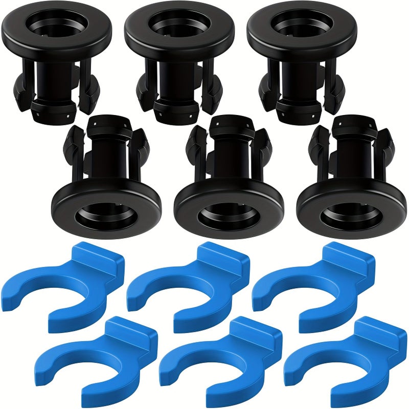 6 Sets Bowden Tube Connectors Plastic Bowden Chucks and Clamp Kits with Clamp Jaws and Clamp Buckles for 3D Printer Accessories Black Blue - Image 1