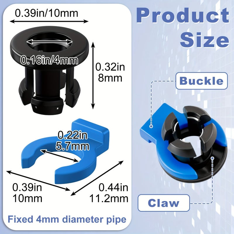 6 Sets Bowden Tube Connectors Plastic Bowden Chucks and Clamp Kits with Clamp Jaws and Clamp Buckles for 3D Printer Accessories Black Blue - Image 5
