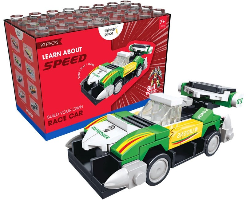 ThinkerPlace 8-in-1 Super Racing Car Flash Star (99 Pieces) | Learn About Speed | Building Block Set for Kids Age 6+ | STEM Educational Toy | Build, Collect & Create Robot | Science & Learning Toy - Image 1