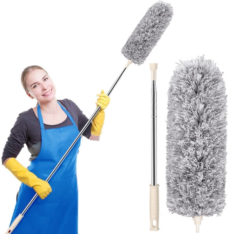 HUBTURE Foldable Microfiber Fan Cleaning Duster Steel Body Flexible Fan mop for Quick and Easy Cleaning of Home Kitchen Car Ceiling Fan Cleaning Brush with Long Rod Fan Cleaner - Image 1