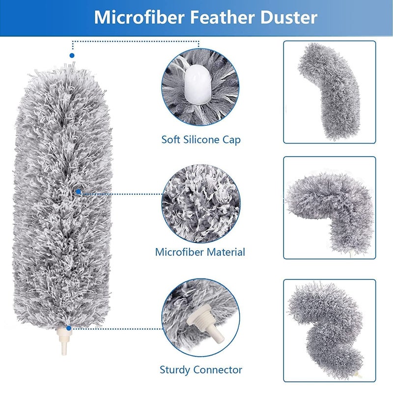 HUBTURE Foldable Microfiber Fan Cleaning Duster Steel Body Flexible Fan mop for Quick and Easy Cleaning of Home Kitchen Car Ceiling Fan Cleaning Brush with Long Rod Fan Cleaner - Image 2