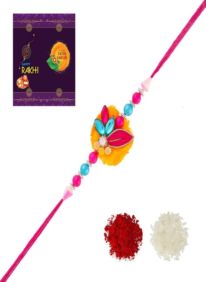 RA-Rock Pink Designer Rakhi Set For Brother And Sister (ARR211027)