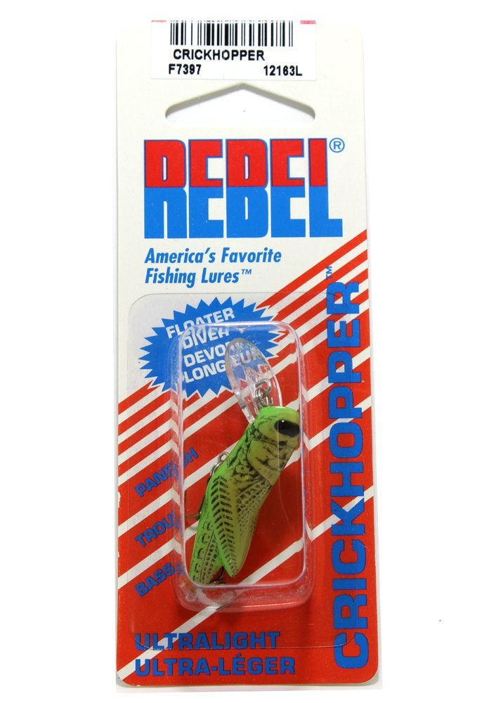 Rebel Lures Crickhopper Cricket / Grasshopper Crankbait Fishing Lure, 1 1/2 Inch, 1/4 Ounce, Green Grasshopper, Crickhopper (3/32 oz) - Image 2