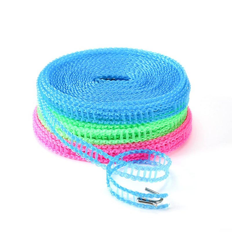 3 Pack of ALINNA Windproof Nylon Clothesline Pink Blue Green Colors Adjustable Clothes Drying Rope Travel Clothes Line Portable Laundry Line for Indoor Outdoor Camping Home Hotel5m164ft