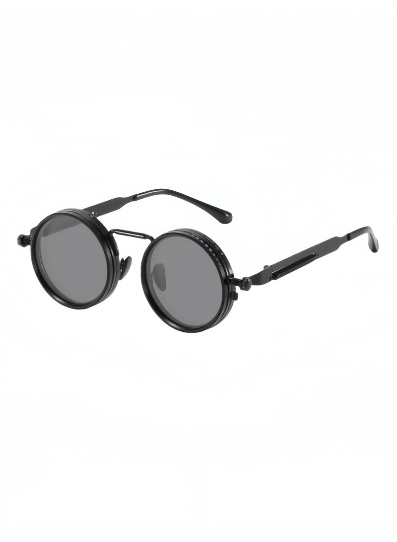 Circular Lightweight Metal Frame Glasses For Men, UV400 Polarization Level 9 Adjustable Rotating Men's Sunglasses For Desert Driving, Fishing And Daily Outdoor Travel - Image 1