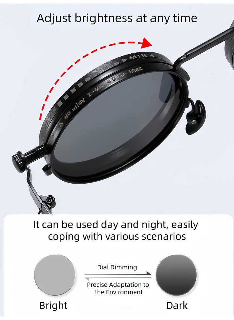 Circular Lightweight Metal Frame Glasses For Men, UV400 Polarization Level 9 Adjustable Rotating Men's Sunglasses For Desert Driving, Fishing And Daily Outdoor Travel - Image 5
